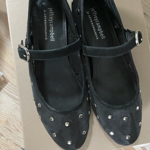 Jeffrey Campbell Mesh Black Studded Women's Flats - Picture 5 of 6